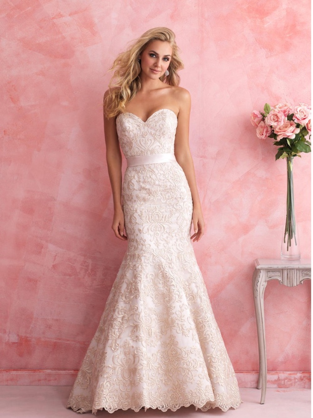 Stunning NEW Allure Romance Ivory Blush Champagne Wedding Gown